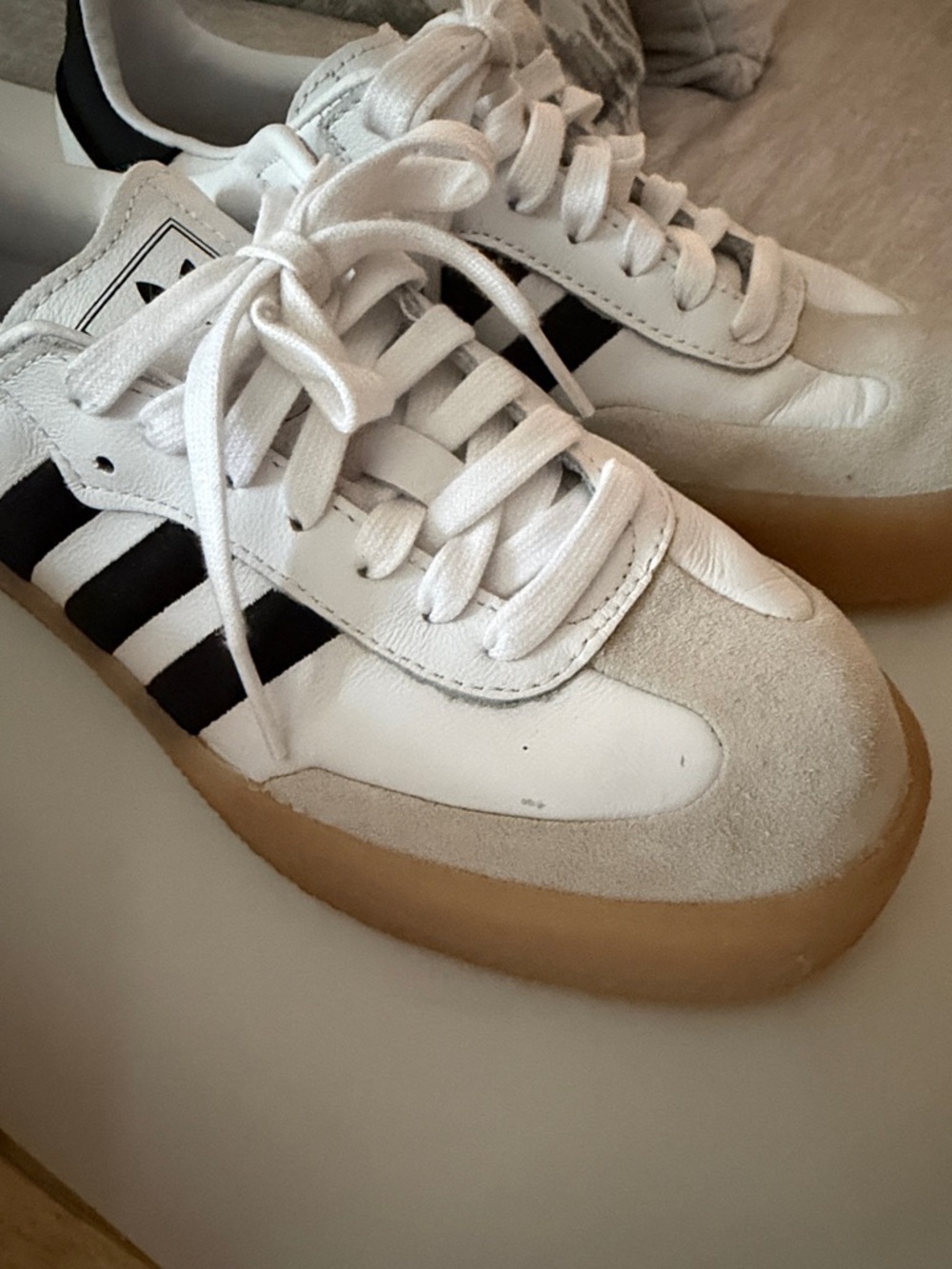 adidas Samba White Black with Gum Sole - Picture 3 of 7